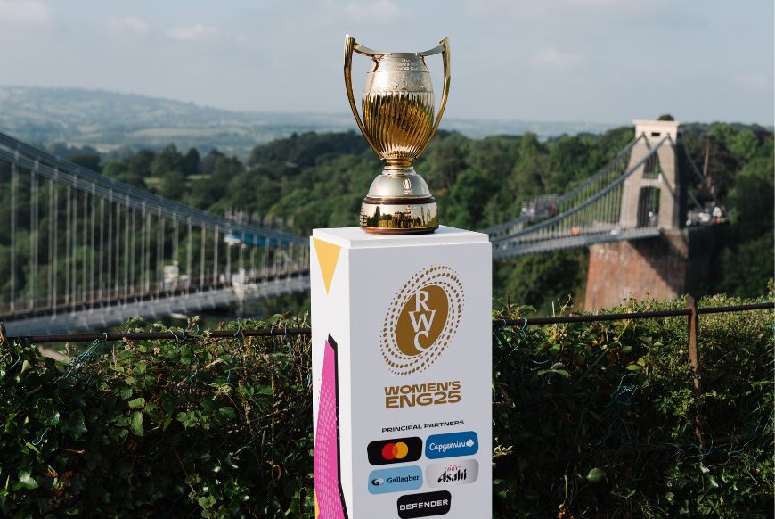 a trophy on a stand overlooking the clifton susension bridge